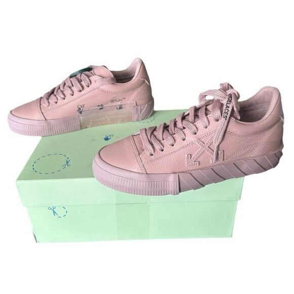 Off-White Low Vulcanized Leather Upper Light Pink Sneakers EU 38 UK 5 US Size 8 - Picture 6 of 16